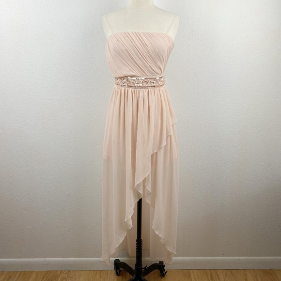 Forever 21 Pale Pink Formal Maxi Party Dress Small Whimsy Fairy Grecian Prom - Picture 10 of 13